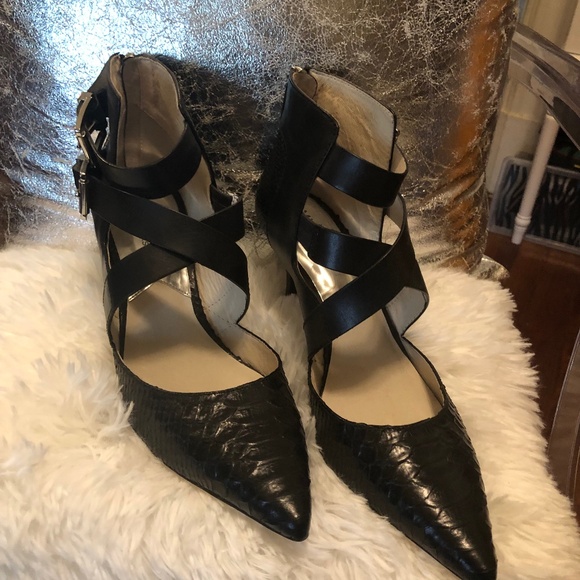 Michael Kors 2 buckle black heels, size 9.5. - Picture 1 of 5